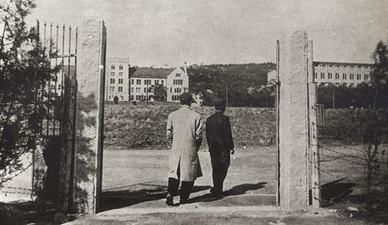 School scenery and the school gate